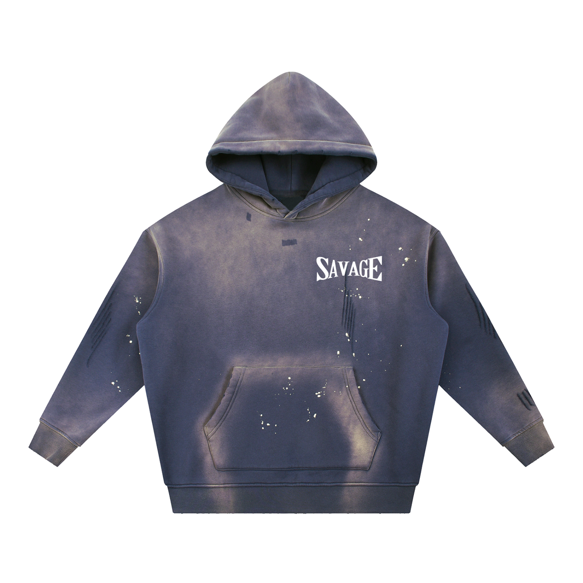 Vintage Washed Frayed Fleece Hoodie