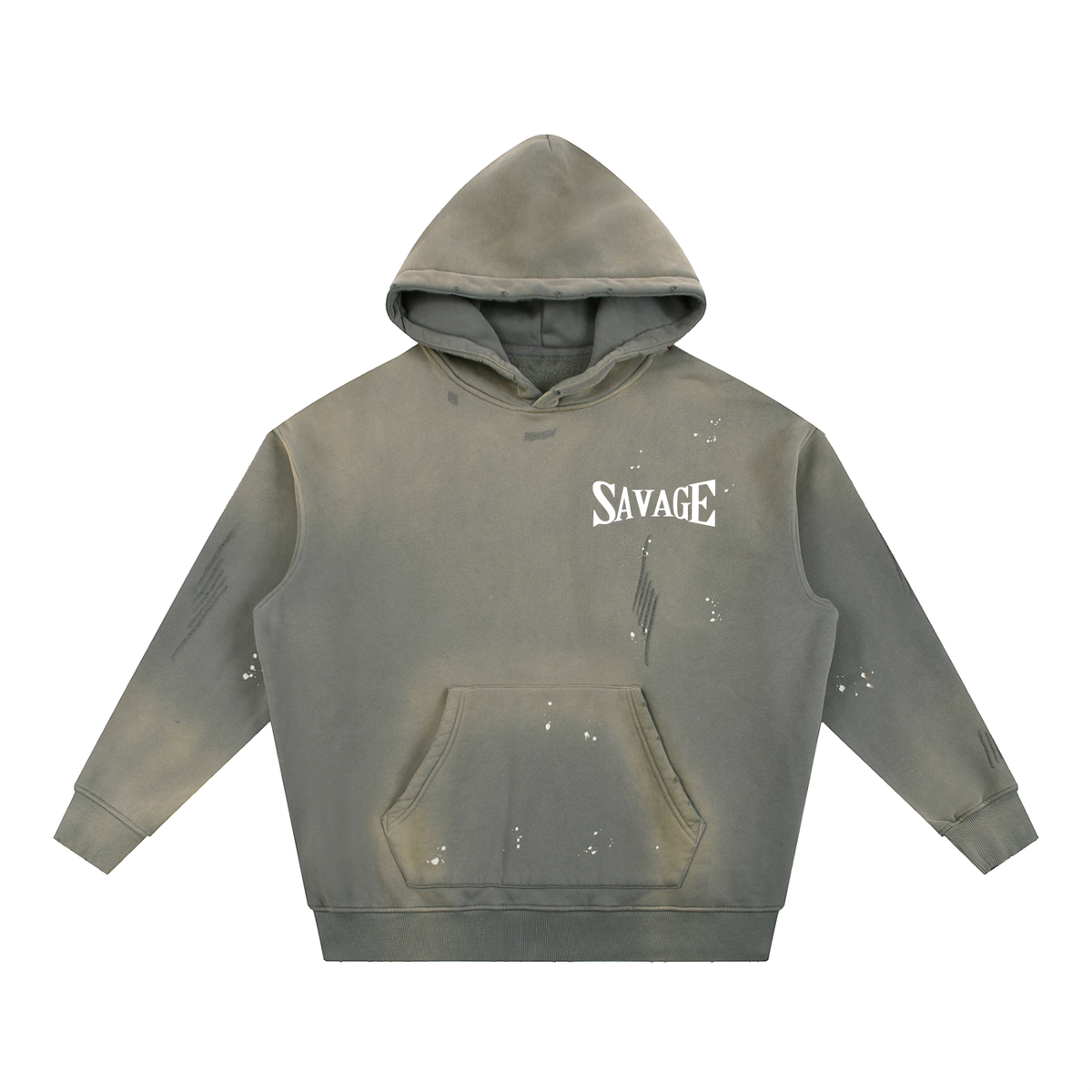 Vintage Washed Frayed Fleece Hoodie