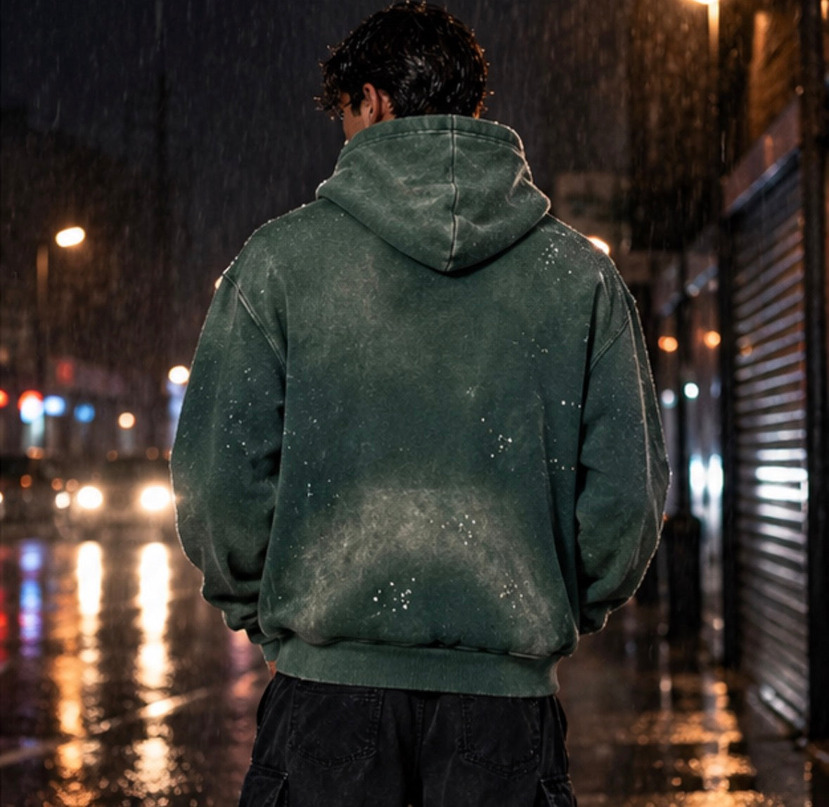 Vintage Washed Frayed Fleece Hoodie