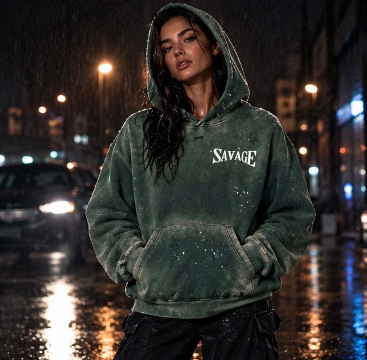 Vintage Washed Frayed Fleece Hoodie