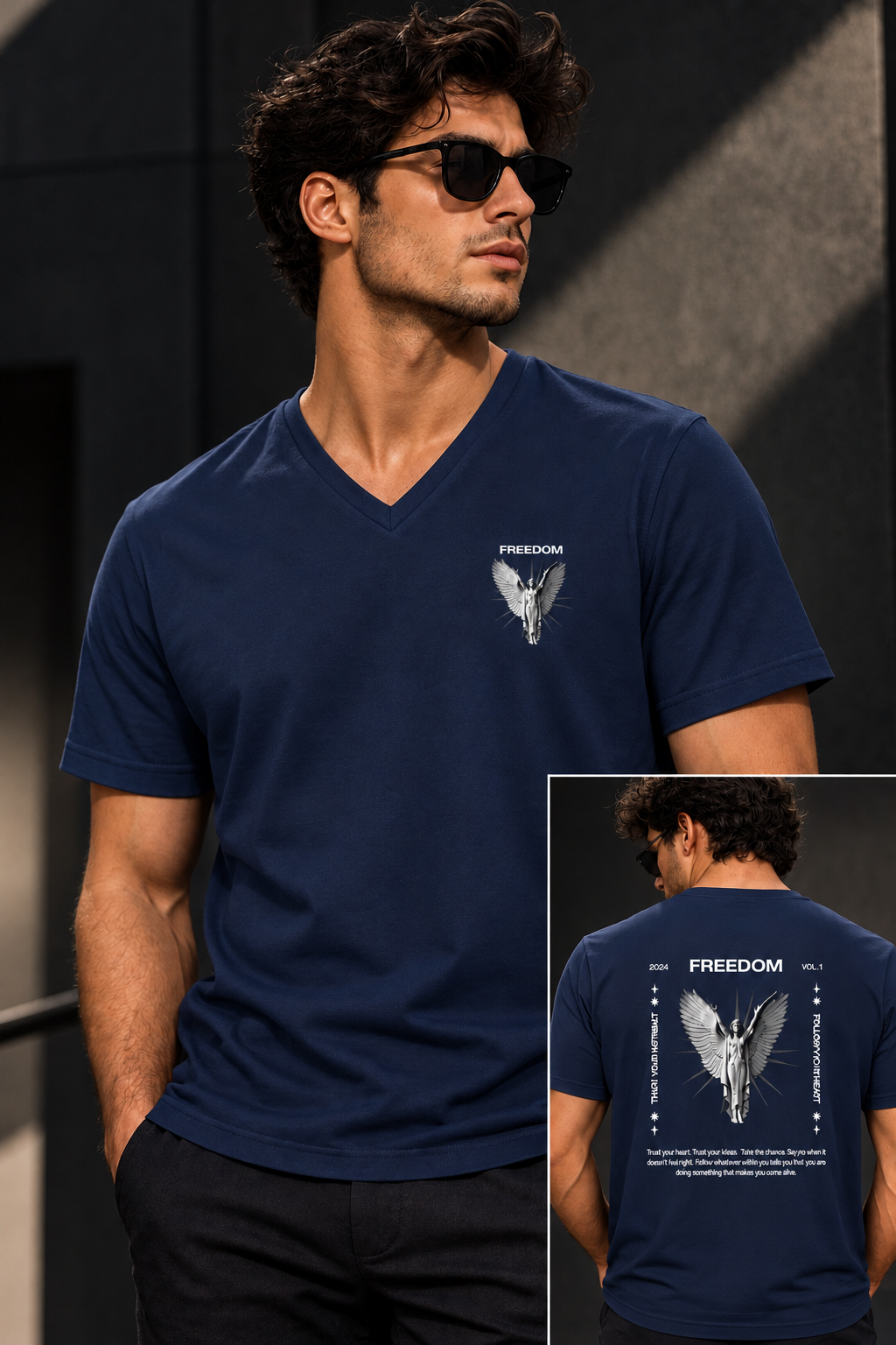Unisex Short Sleeve V-Neck FreeDom T-Shirt