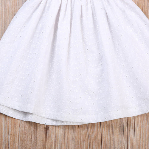 Toddler Kids Baby Off Shoulder tunic dress white