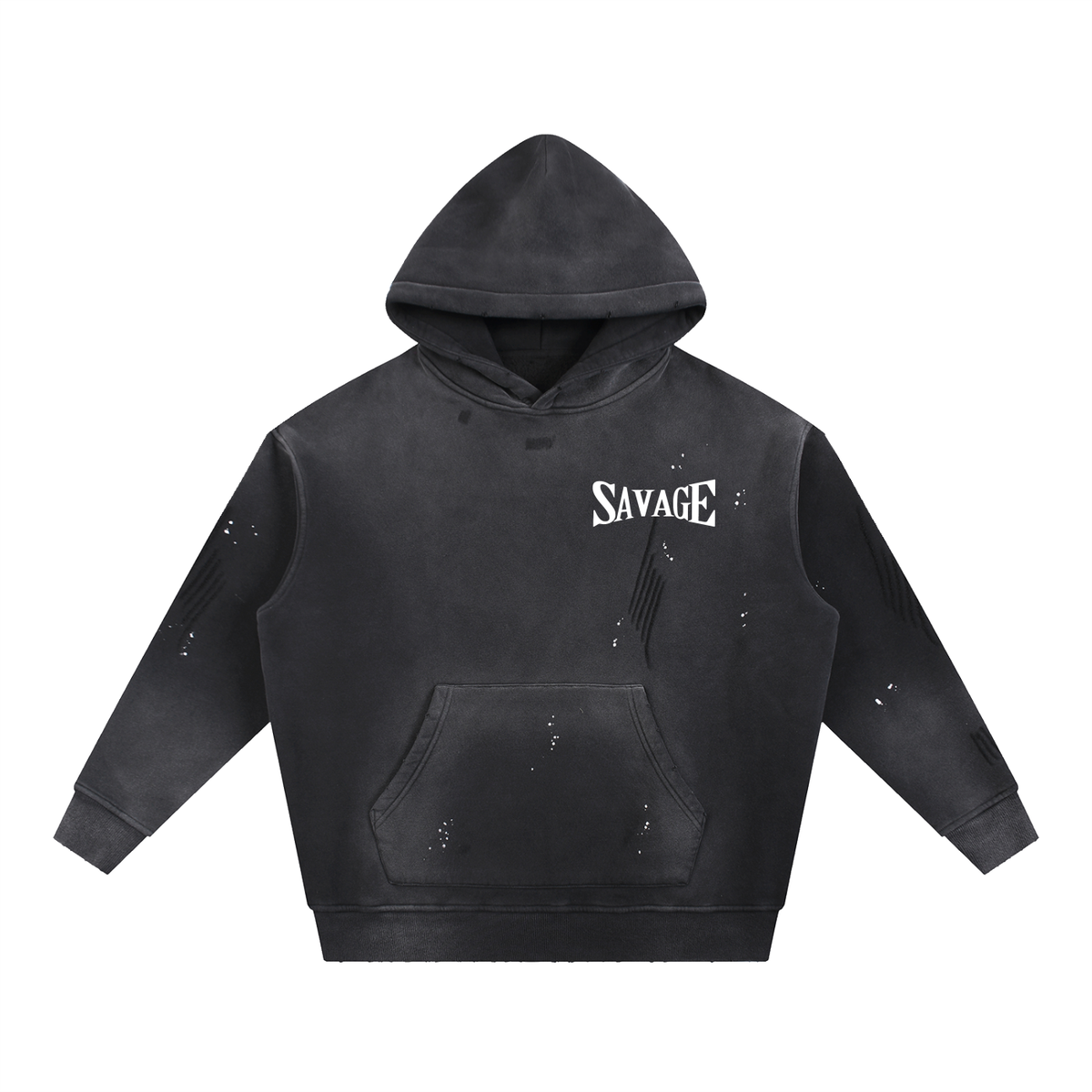 Vintage Washed Frayed Fleece Hoodie